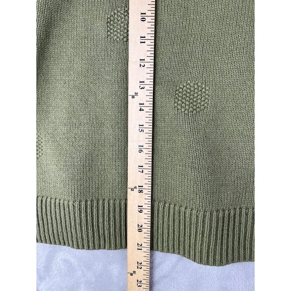 Madewell Dotted Eaton Olive Green Puff-Sleeve Pullover Sweater Medium - Picture 9 of 14